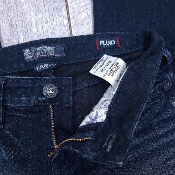 Silver Jeans Womens Tuesday Capri Size 28 Dark Blue Denim Wash Whiskering Crop - Picture 5 of 7